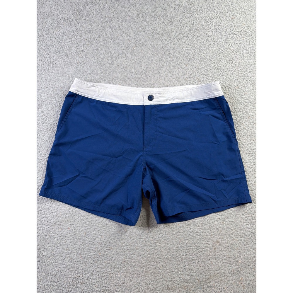 Chubbies Mens XXL Blue White Red Colorblock Shorts Lined Swim Trunks 6" Inseam